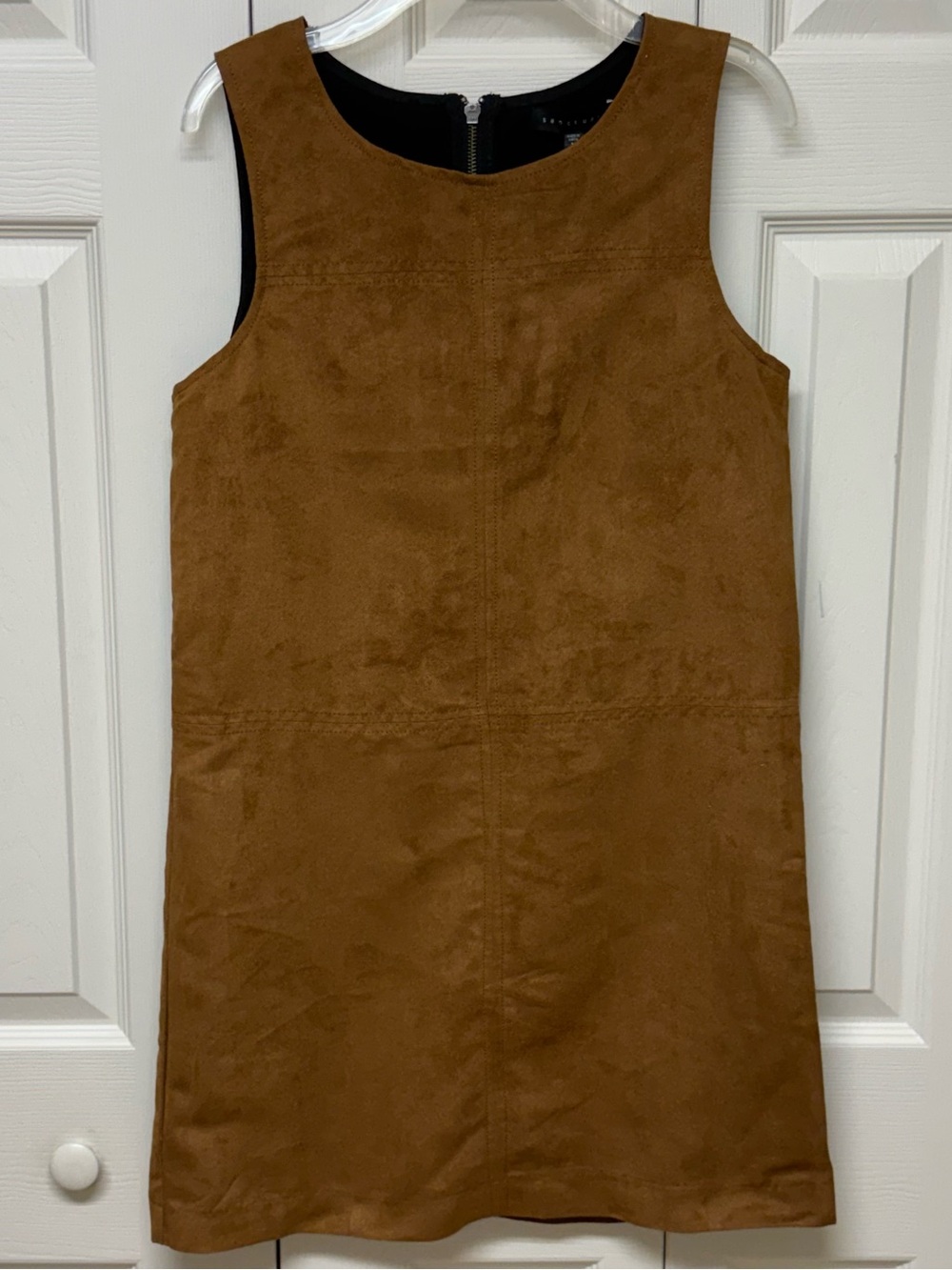 Sanctuary Suede-Look Sleeveless Shift Dress - Cognac Brown size M